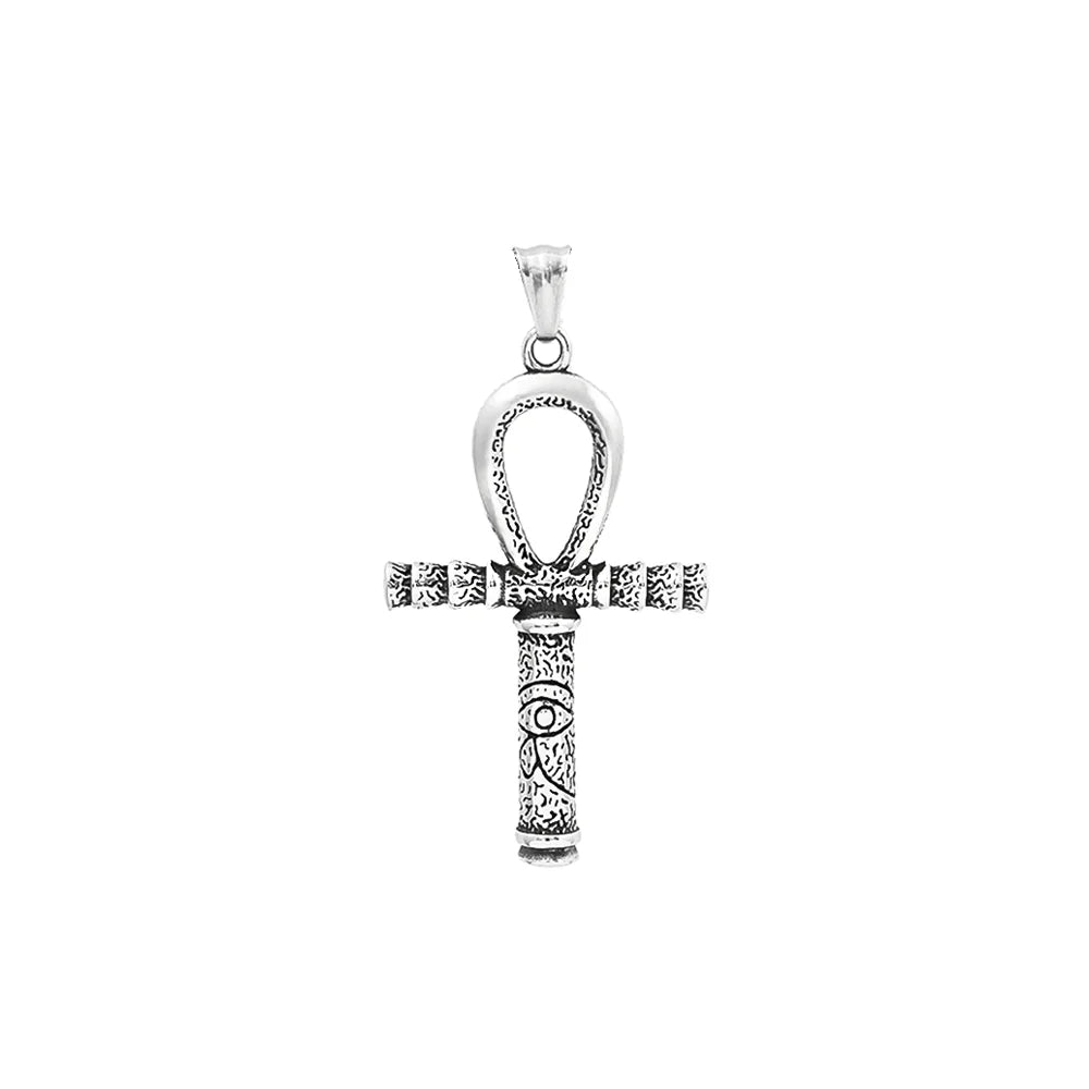 Cross Anubis Steel Pendant Vintage Egyptian Eye
