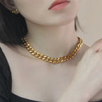 Punk Cuban Link Choker Necklace Collar Statement Chunky Stainless Steel Gold Color Thick Chain Necklace For Men Women Jewelry