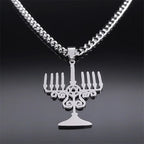 Jewish Menorah Star of David Pendant — SS