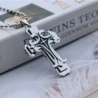 Necklace For Men 2024 New Titanium Steel Three-layer Cross Pendant Ball Chain Fresh Sweet Fashion Necklace
