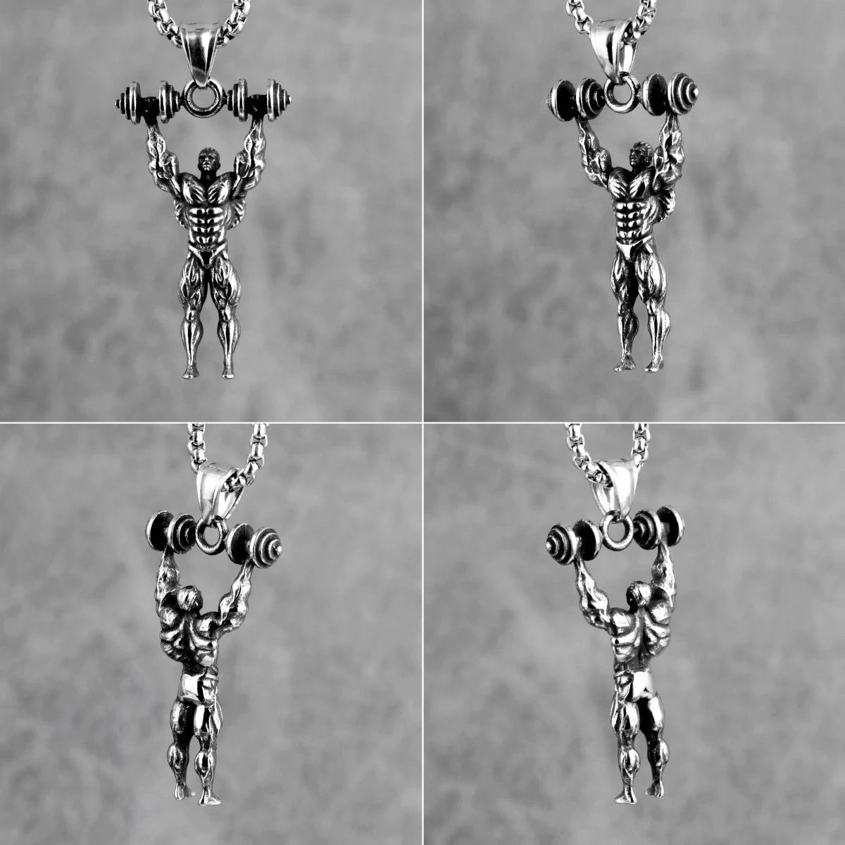 Dumbbell Fitness Pendant Necklace — Stainless Steel