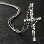 St. Benedict Exorcism Cross Pendant Necklace — Stainless Steel