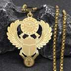 Egyptian Scarab Eye of Ra Horus Symbol Necklaces Stainless Steel Gold Color Ankh Key Of Life Necklace Jewelry collares
