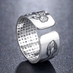 Vintage Tibetan Silver Lotus Rings for Mens Personality Hiphop Jewelry Adjustable