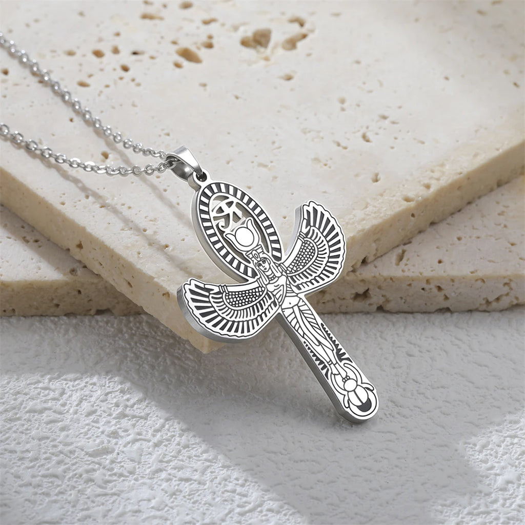Eye of Horus Cross Wing Pendant Necklace