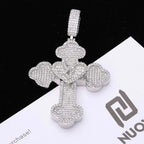 Iced Out Cross Pendant Necklace Stainless Steel