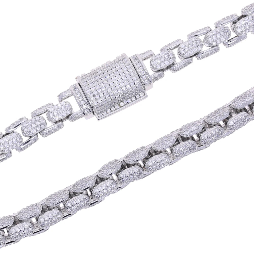 Iced Out Bling Zircon Pave Reptile Snake Chain CZ Miami Box Clasp Cuban Link Chain Necklace Hip Hop Fashion Men Jewelry