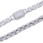 Iced Out Bling Zircon Pave Reptile Snake Chain CZ Miami Box Clasp Cuban Link Chain Necklace Hip Hop Fashion Men Jewelry