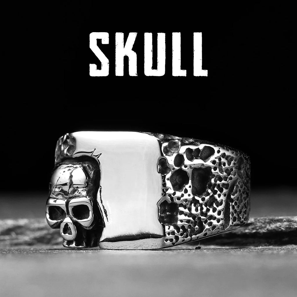 Damaged Skull Ring — Stainless Steel