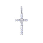 New Iced Out Bling CZ Cross Pendant Necklace Silver Color Prong Setting Cubic Zirconia Jesus Charm Men Women Hip Hop