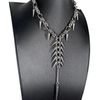 Punk Grunge Goth Rivet Geometric Long Pendant Chain Necklace