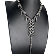Punk Grunge Goth Rivet Geometric Long Pendant Chain Necklace