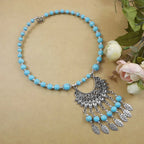Womens Gypsy Jewelry Bohemian Ethnic Red Natural Stone Pendants Necklaces Metal Tibetan Sliver Color Chain Necklace For