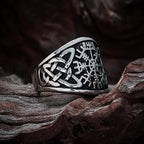 Norse Vegvisir Compass Rune Ring — Silver-Tone