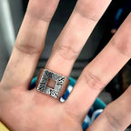 Creative 925 Silver Vintage Stereoscopic Square Mens Rings Fashion Luxury High Quality Ring Fine Jewelry Adjustable Opening