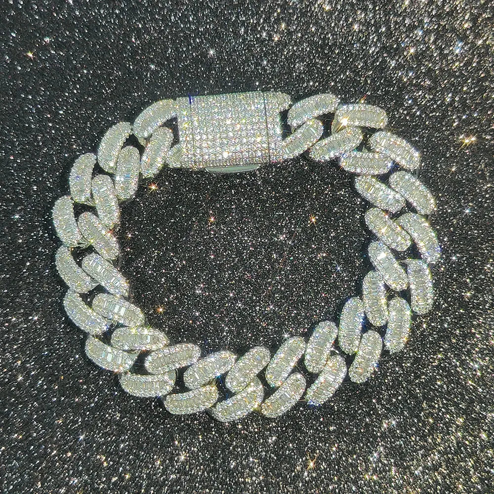 925 Silver Cuban Moissanite Chain Necklace 15MM VVS