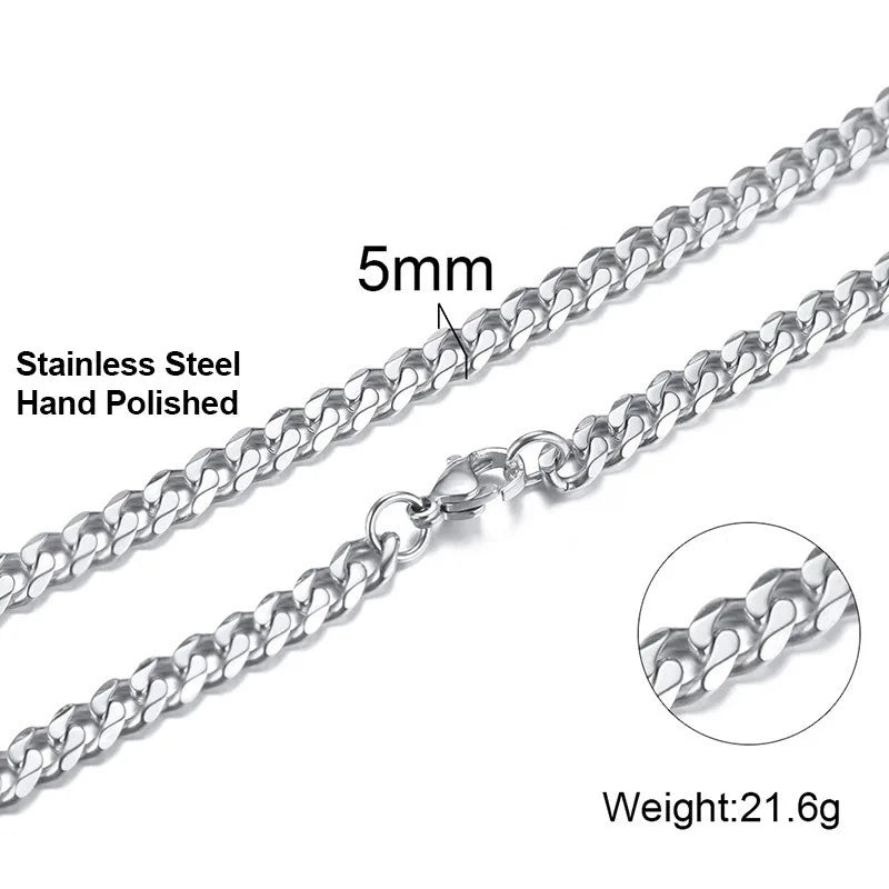 Vnox 3mm/5mm Cuban Chain Necklace for Men,Twisted Rope Links Collar,Stacked Stainless Steel Simple Basic Classic Unisex Necklace