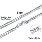 Vnox 3mm/5mm Cuban Chain Necklace for Men,Twisted Rope Links Collar,Stacked Stainless Steel Simple Basic Classic Unisex Necklace
