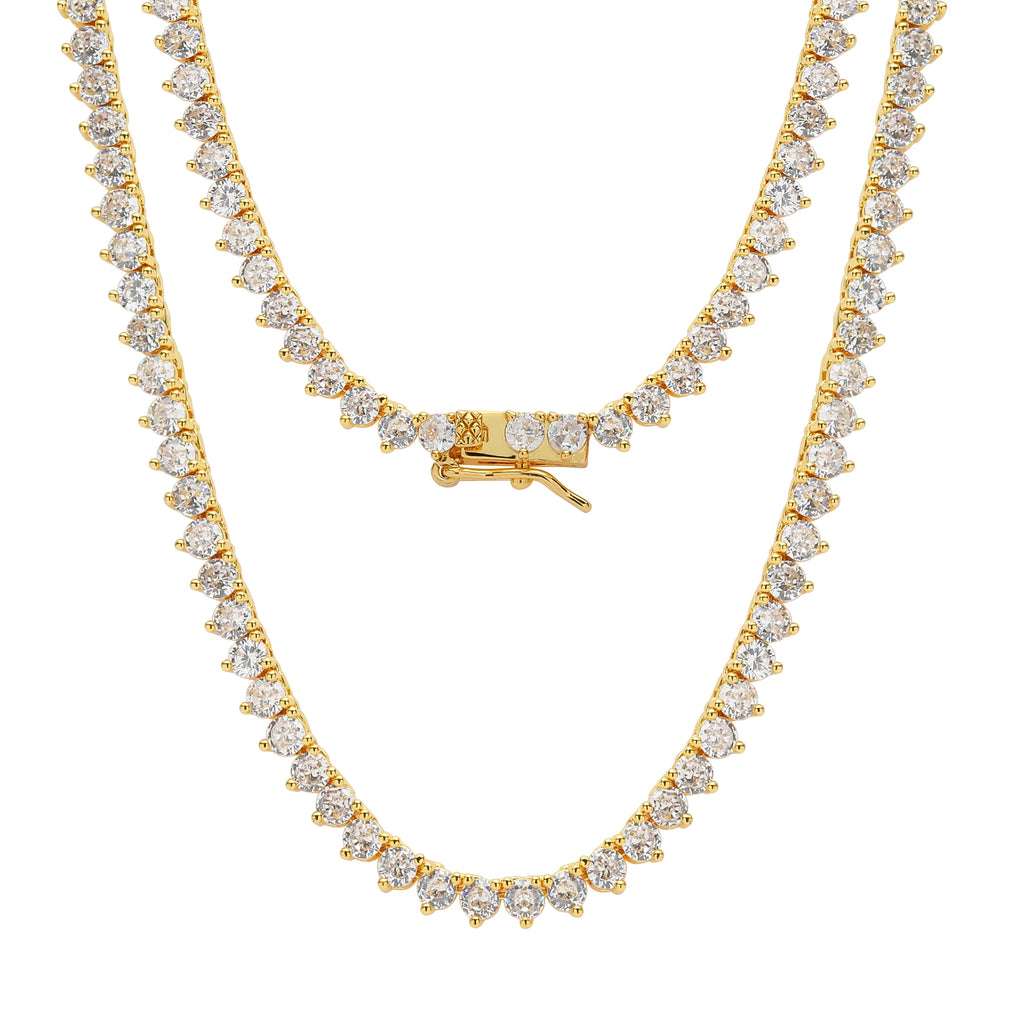 Hip Hop Iced Out Cubic Zircon 3mm Tennis Bracelet And Necklace Set Women Men Link Chain Jewelry Gold 5A CZ Silver