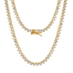Hip Hop Iced Out Cubic Zircon 3mm Tennis Bracelet And Necklace Set Women Men Link Chain Jewelry Gold 5A CZ Silver