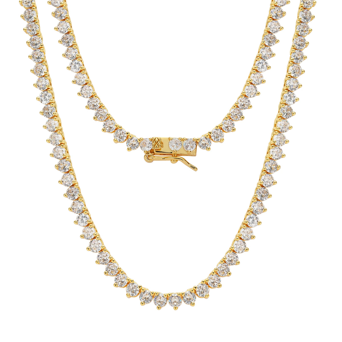 Hip Hop Iced Out Cubic Zircon 3mm Tennis Bracelet And Necklace Set Women Men Link Chain Jewelry Gold 5A CZ Silver