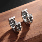 Gothic Spiked Hoop Earrings Small Textured Huggie — Two-Tone