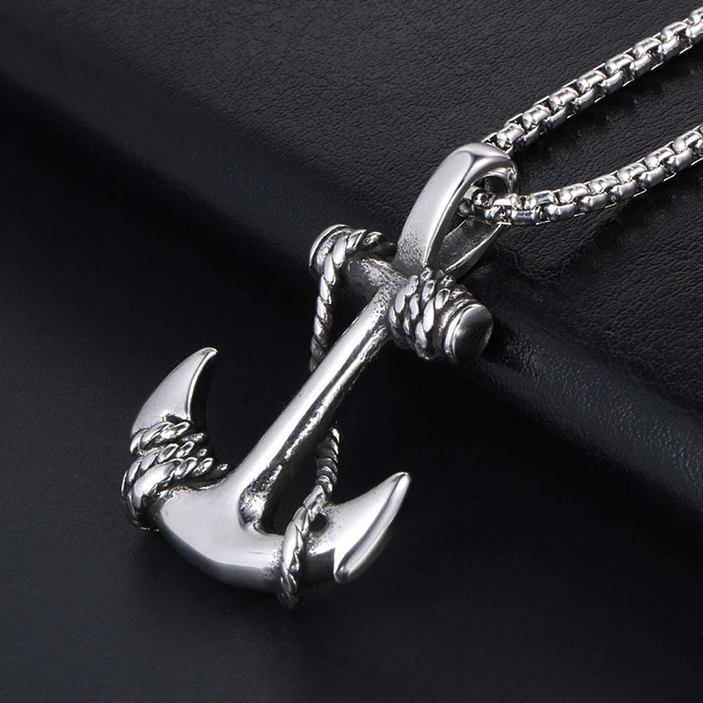 Viking Anchor Pendant Necklace — Stainless Steel