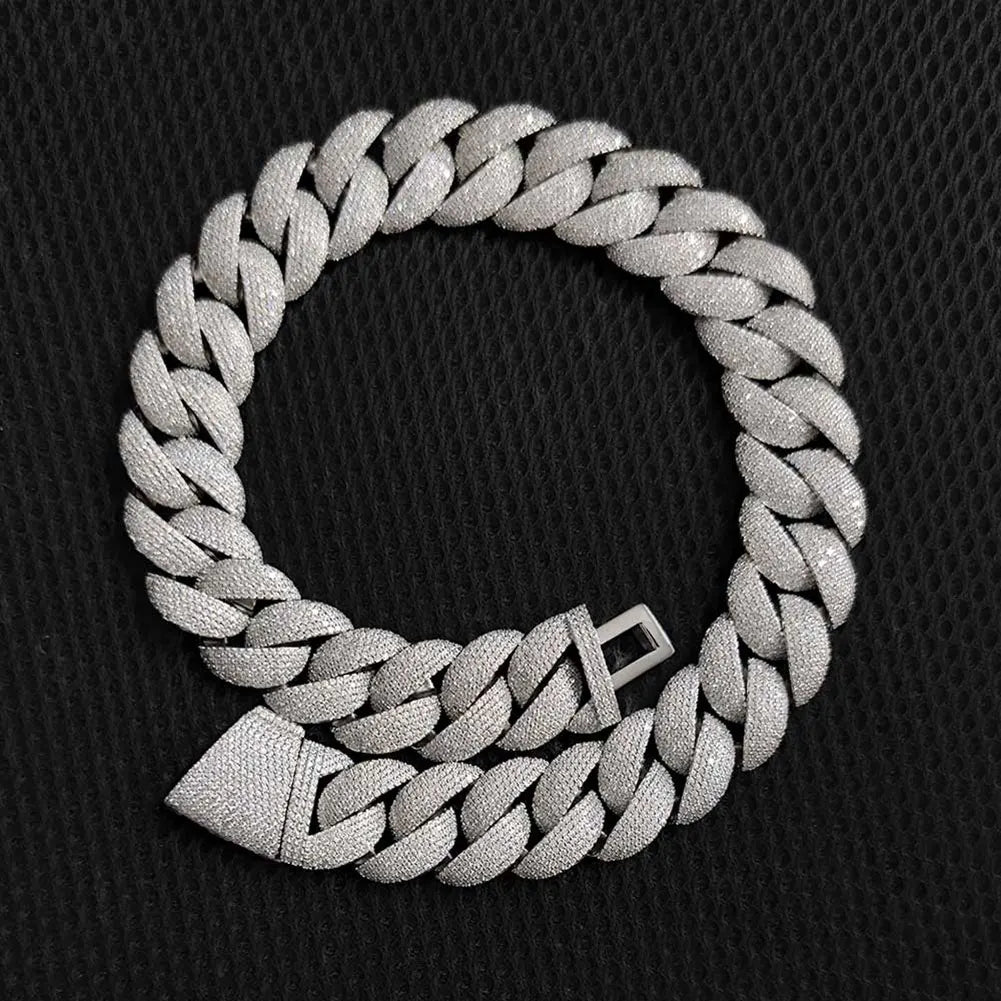 Luxury Jewelry 24mm Chain Men Iced Out Bling CZ Silver/ Rapper Hip Hop Thick Cuban Link Necklace Gift for Him