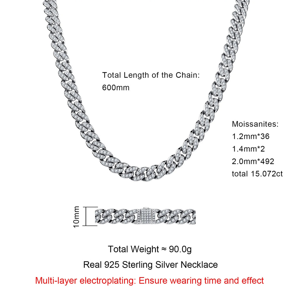 Iced Out Cuban Link Necklace — 925 Silver