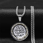 Muslim Islamic Religious Stainless Steel Crystal Necklace Women Islam Quran Allah Pendant Necklaces Arabic Jewelry