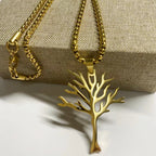 Titanium Steel Tree of Life Pendant Necklace Hip Hop Style High Quality Stainless Steel Jewelry for Men and Women