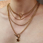 DOTIFI Stainless Steel Fashion Hip Hop Personalized Trend Kpop Exquisite Design Men's Multi-Layer Star OT Clasp Necklace Set