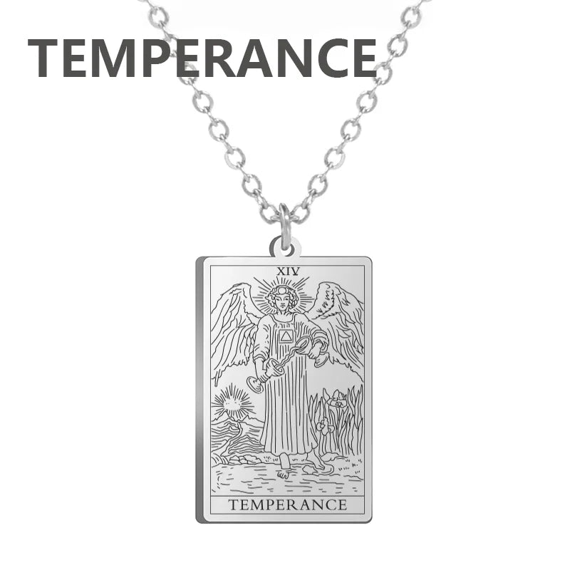 LIKGREAT Tarot Card Necklace Major Arcana Tarots Stainless Steel Necklaces Divination Jewelry Birthday Gift for Women