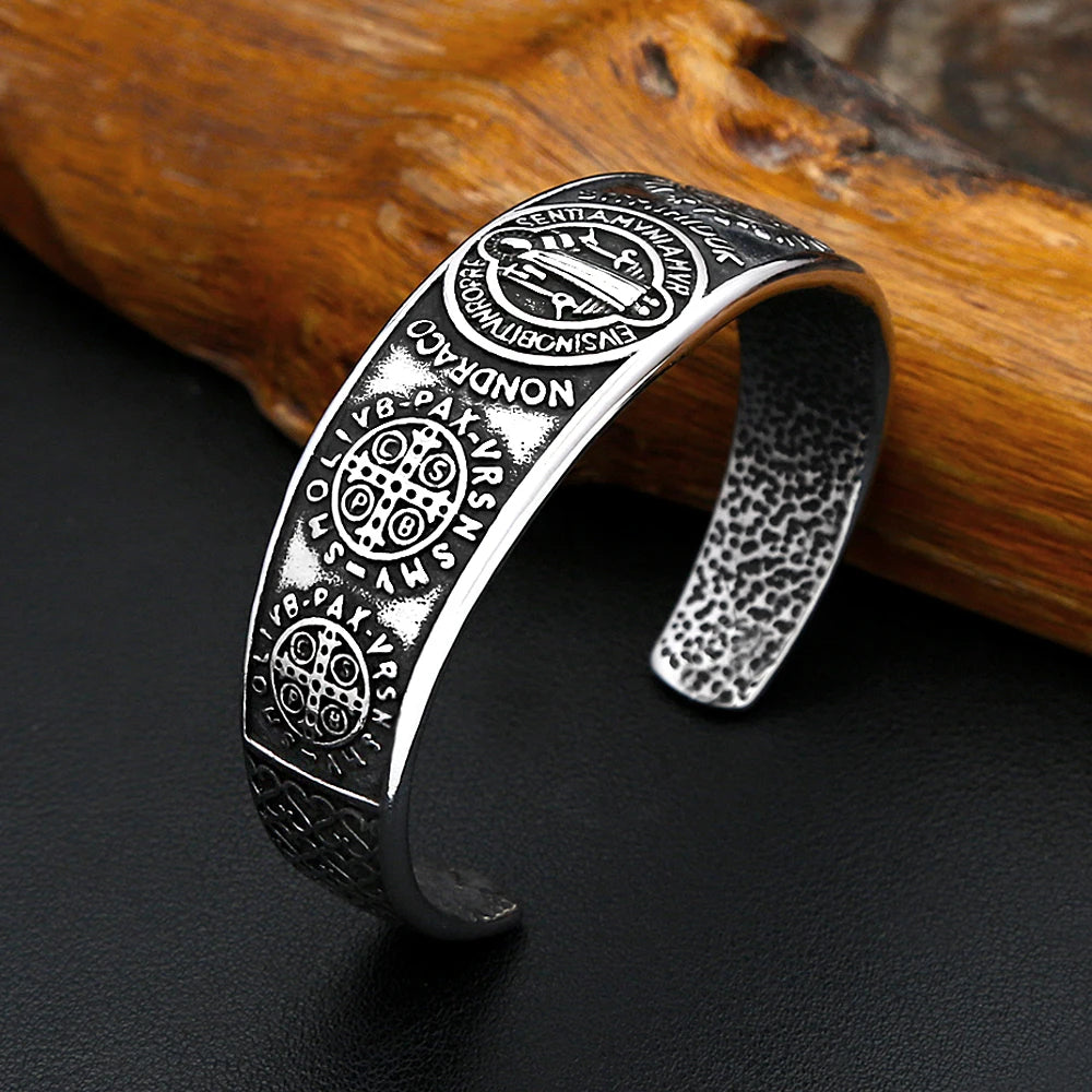Saint Benedict Steel Bracelet Vintage Exorcism