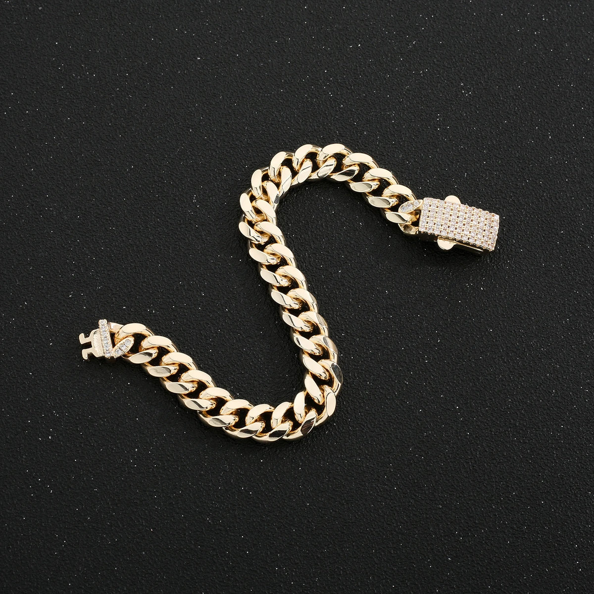 Classic Cuban Link Chain Necklace 10mm Wide — Black-Tone