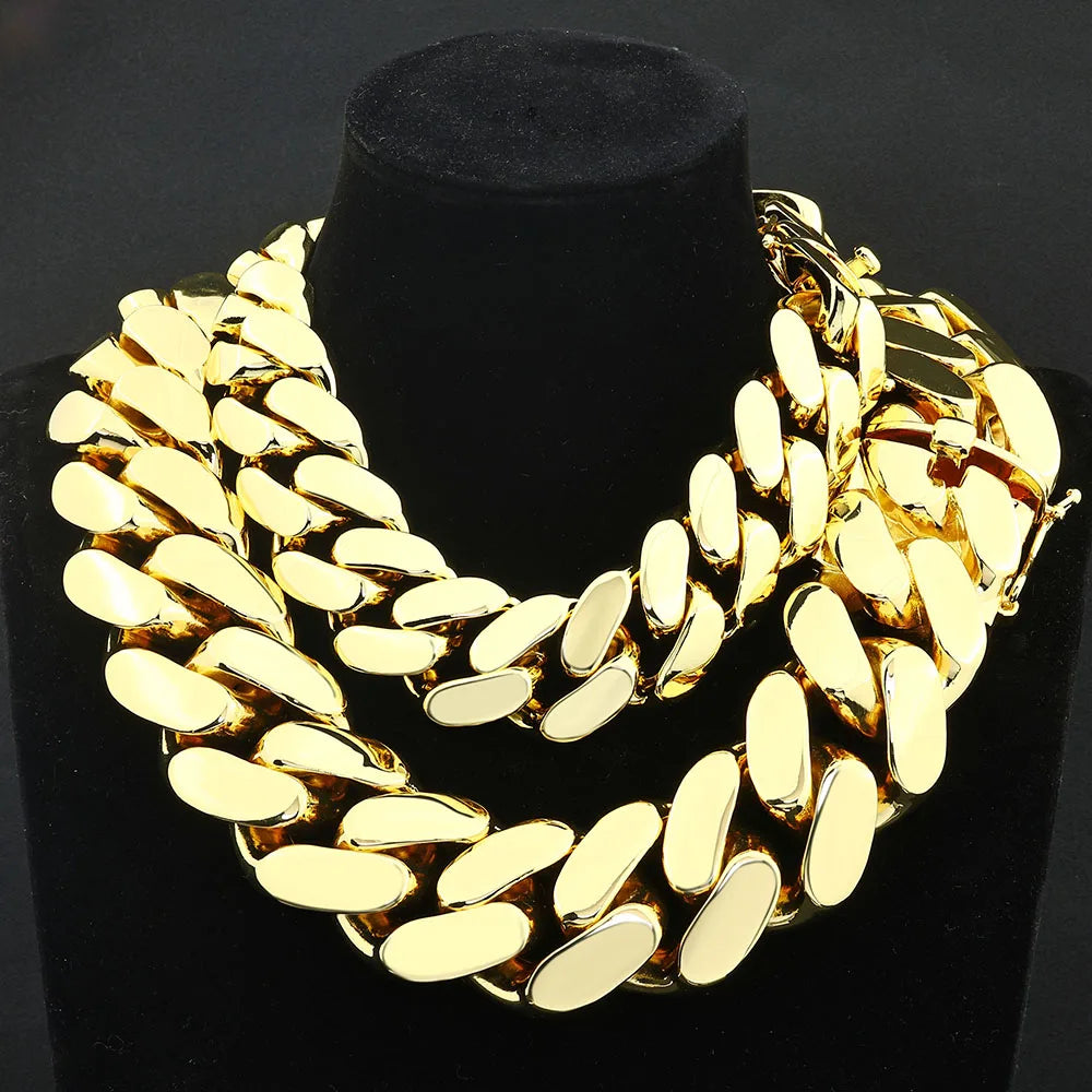 Gold Cuban Chain Necklace 30/40MM Smooth Statement