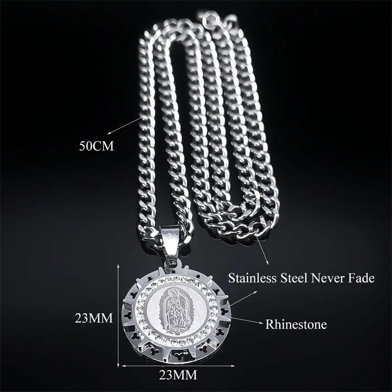 Holy Mary Steel Pendant Virgin Medal Our Lady