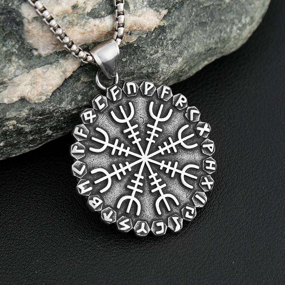 Norse Compass Pendant Necklace — Stainless Steel
