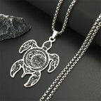 Sun Moon Turtle Pendant — Silver Stainless
