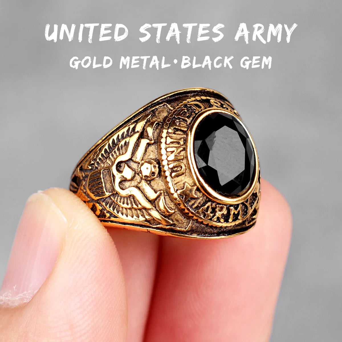 Stainless Steel Men Rings Rhinestone United States Army Punk Hip Hop for Biker Male Boyfriend Jewelry Creativity Gift Wholesale