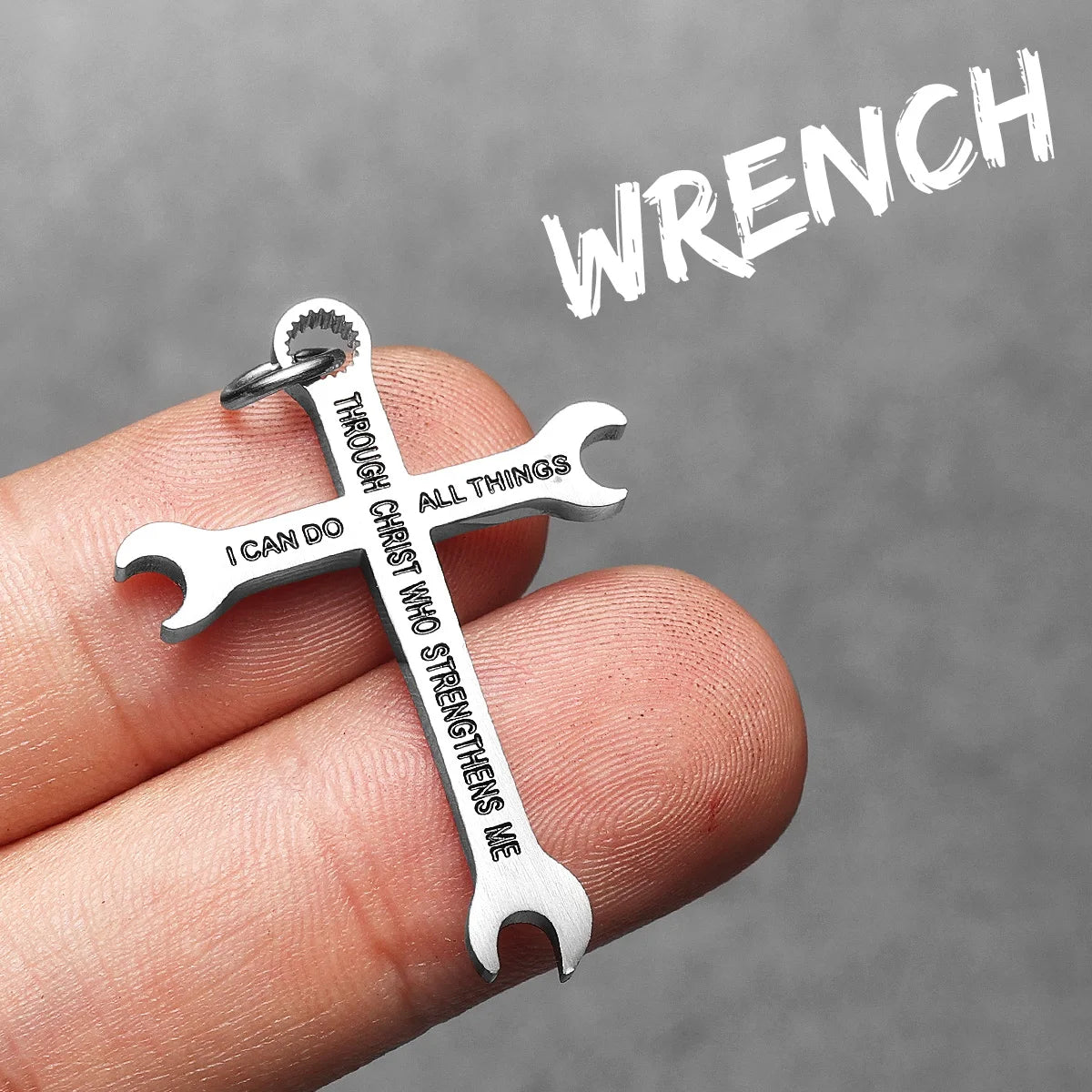 Wrench Cross Pendant Necklace — Stainless Steel