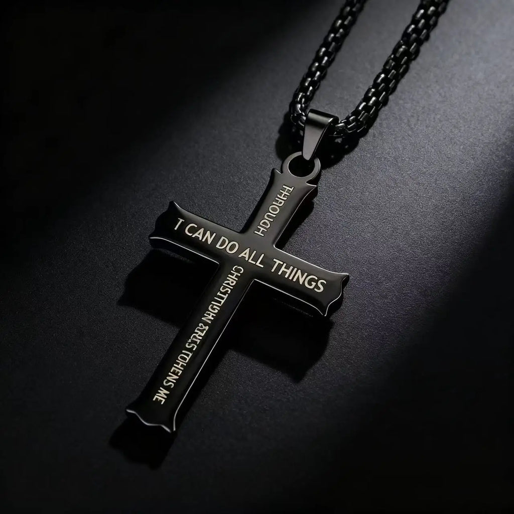 Catholic Cross Stainless Steel Pendant Necklace