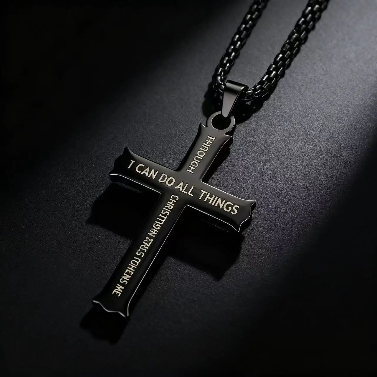 Catholic Cross Stainless Steel Pendant Necklace