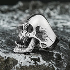 High Polish Gothic Vampire Skull Rings For Men Heavy Skull Stainless Steel Biker Ring Punk Motorcyclist Jewelry Gift