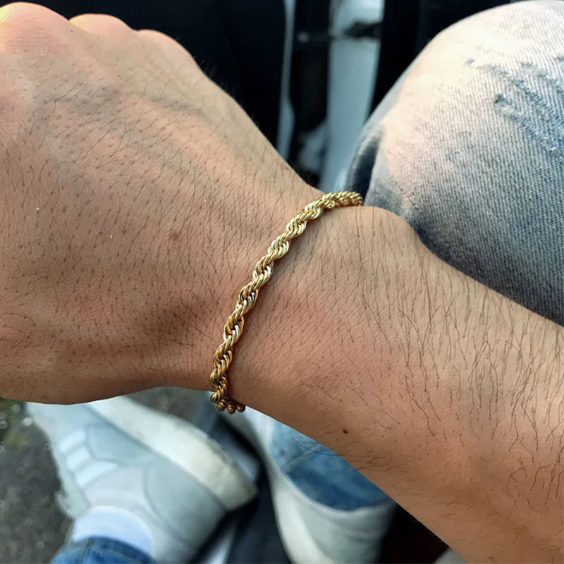 Rope Chain Bracelet 3-4mm — Stainless Steel