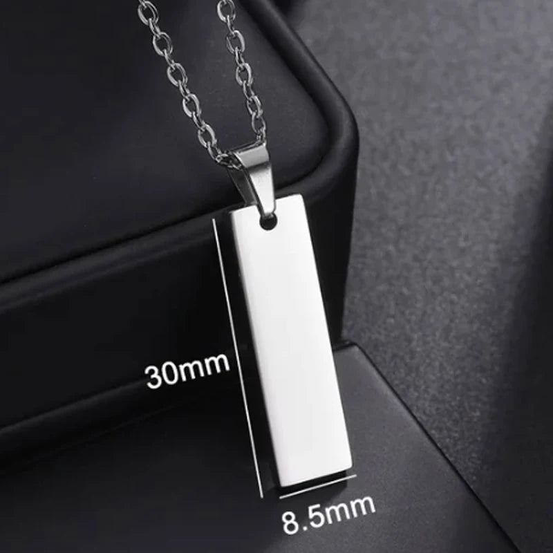Letdiffery Custom Engraved Eyes Necklaces for Women Men Stainless Sreel Laser Carve Photo Names Square Pendant Jewelry