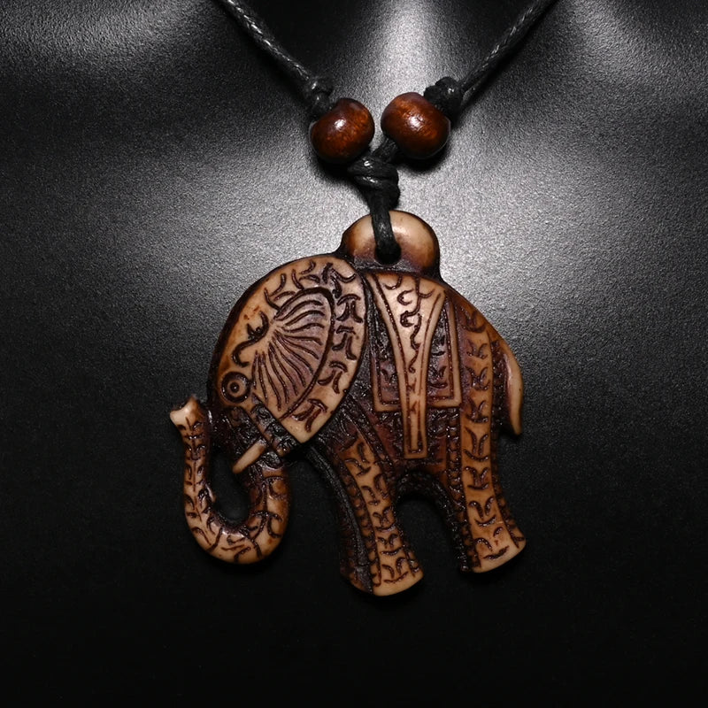 FX701 Elephant necklace Vintage pendant Man Choker Retro Africa Jewelry Tribal style Imitation Yak Bone necklace Amulet