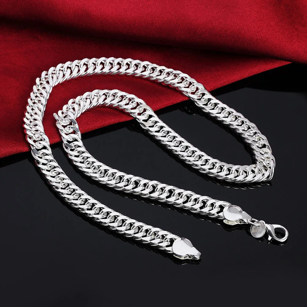 Hot Fine Width 6MM Chain 925 Sterling Silver Necklaces for Women Men Charm Fashion Jewelry Wedding Party Holiday Gift