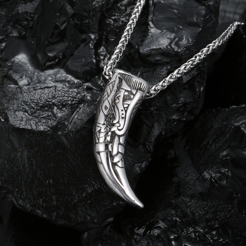 Viking Wolf Teeth Pendant — Stainless Steel