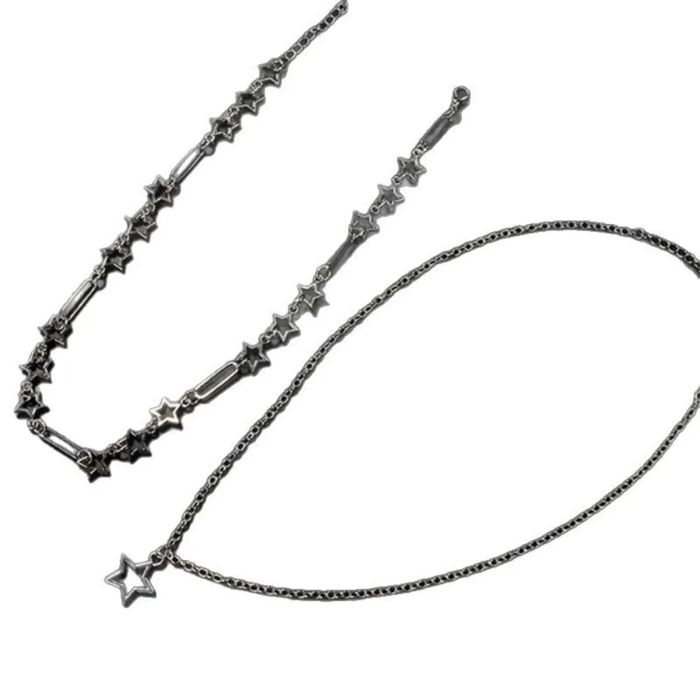Y2K Five-Point Star Necklace Set — Stainless Steel